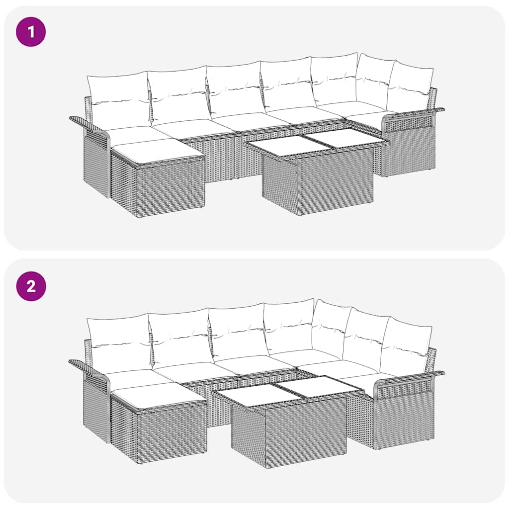 Conjunto de Sofá de Jardim 8 pcs Cinzeto Rattan Sintético