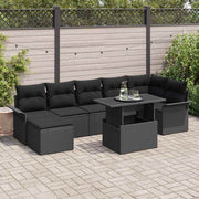 Conjunto de Sofá de Jardim 8 pcs Preto Rattan Sintético