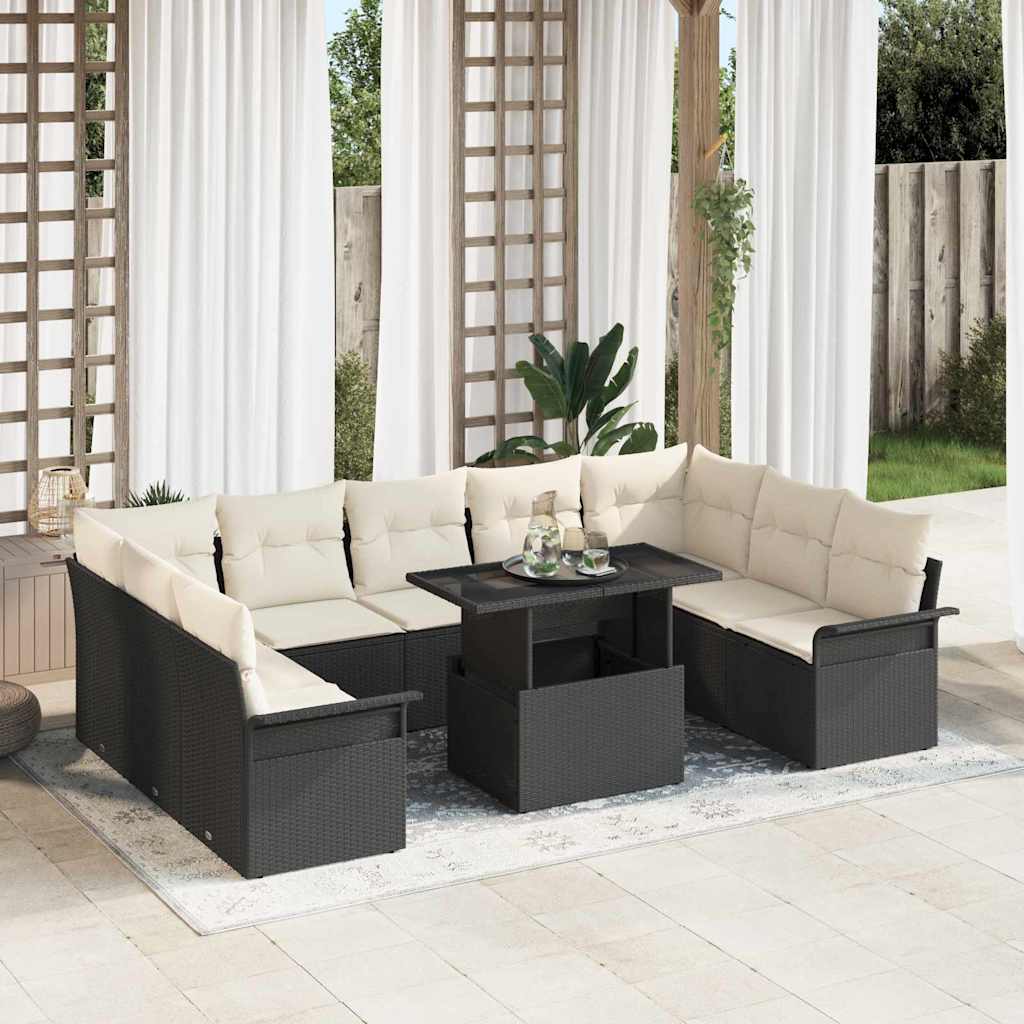 Conjunto de Sofá de Jardim 10 pcs Preto Rattan Sintético