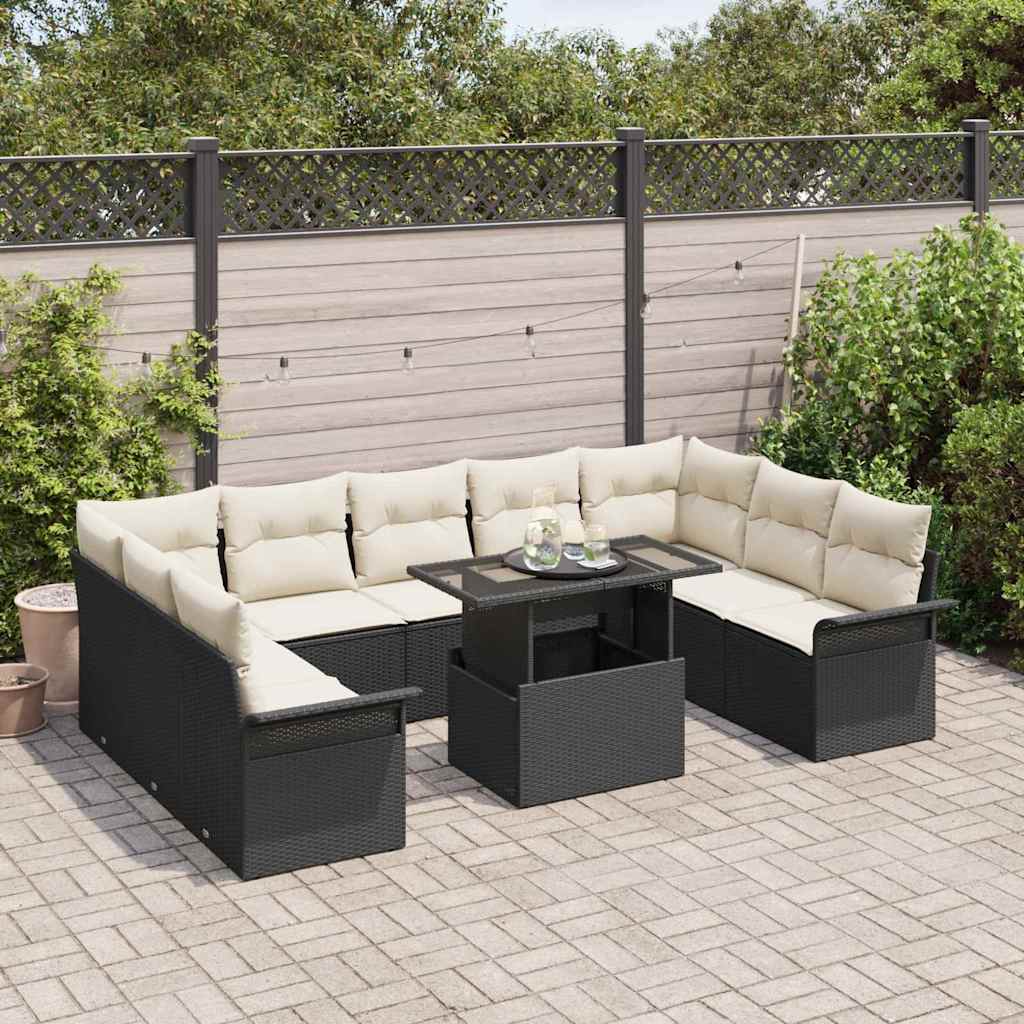 Conjunto de Sofá de Jardim 10 pcs Preto Rattan Sintético
