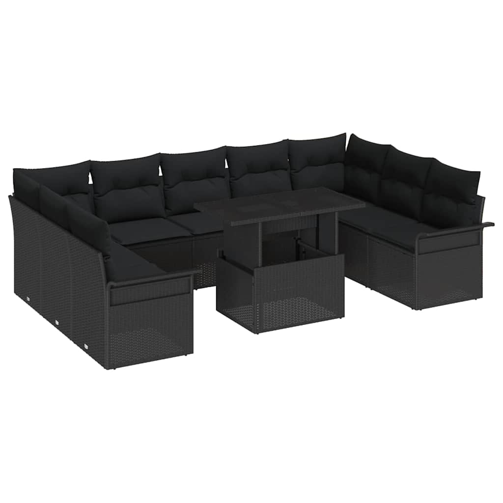 Conjunto de Sofá de Jardim 10 pcs Preto Rattan Sintético