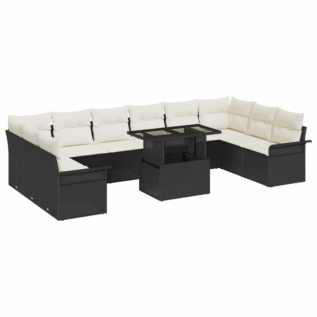 Conjunto de Sofá de Jardim 11 pcs Preto Rattan Sintético