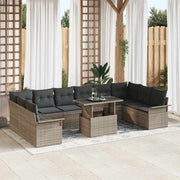 Conjunto de Sofá de Jardim 11 pcs Cinzeto Rattan Sintético