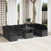 Conjunto de Sofá de Jardim 11 pcs Preto Rattan Sintético