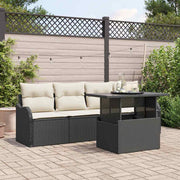 Conjunto de Sofá de Jardim 5 pcs Preto Rattan Sintético