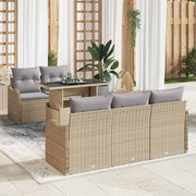 Conjunto de Sofá de Jardim com almofada 6 pcs Bege vime PE