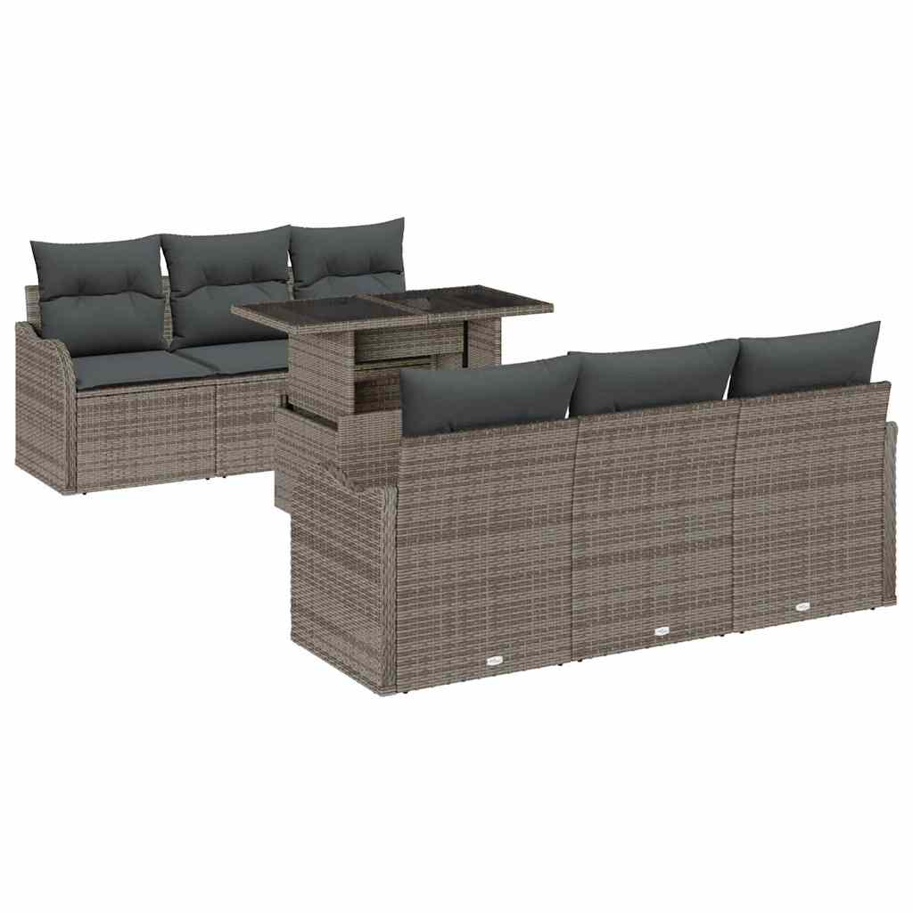 Conjunto de Sofá de Jardim 7 pcs Cinzeto Rattan Sintético