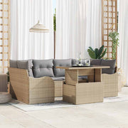 Conjunto de Sofá de Jardim 7 pcs Bege Rattan Sintético