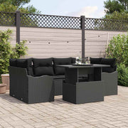 Conjunto de Sofá de Jardim 7 pcs Preto Rattan Sintético