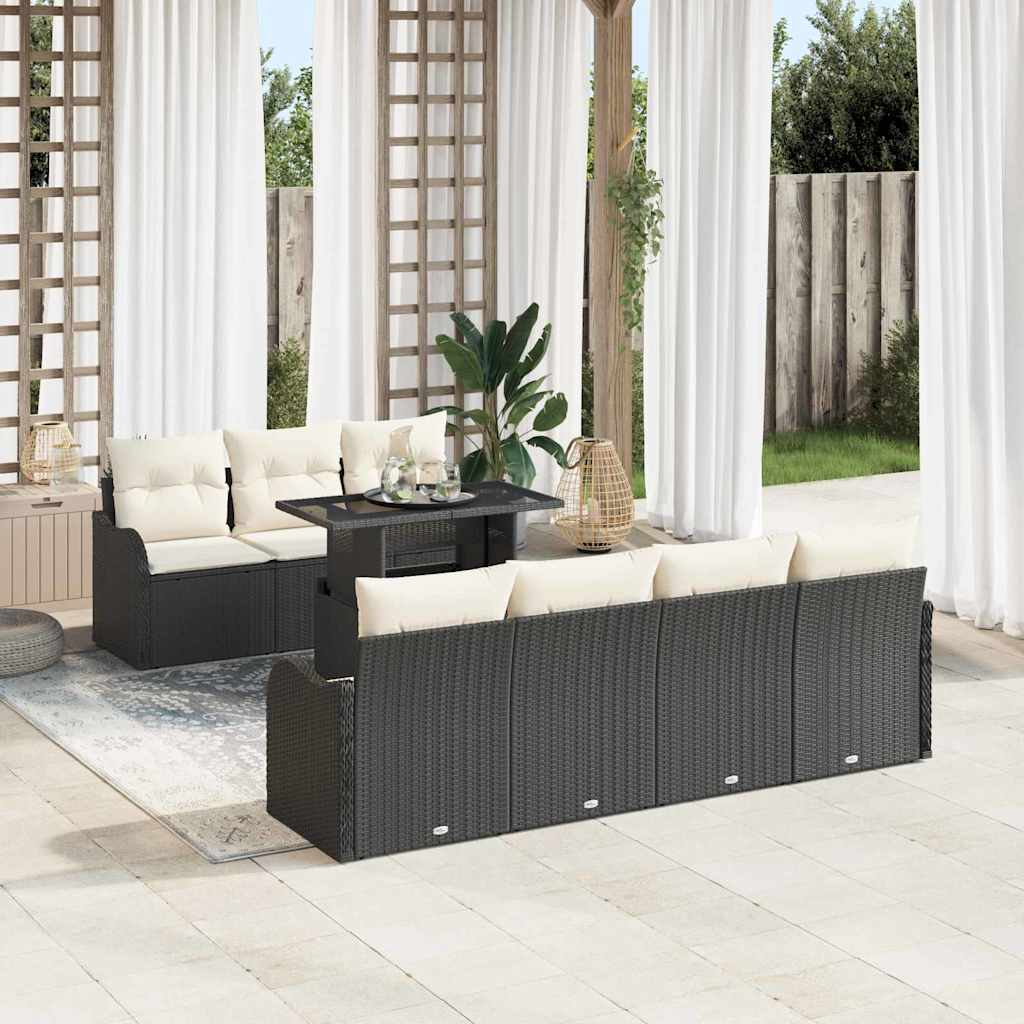 Conjunto de Sofá de Jardim 8 pcs Preto Rattan Sintético