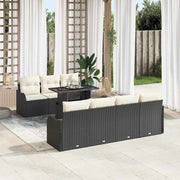 Conjunto de Sofá de Jardim 8 pcs Preto Rattan Sintético