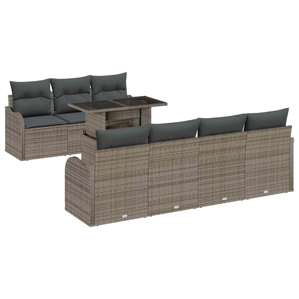 Conjunto de Sofá de Jardim 8 pcs Cinzeto Rattan Sintético