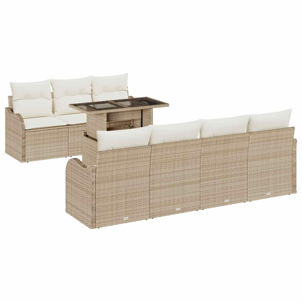 Conjunto de Sofá de Jardim 8 pcs Bege Rattan Sintético