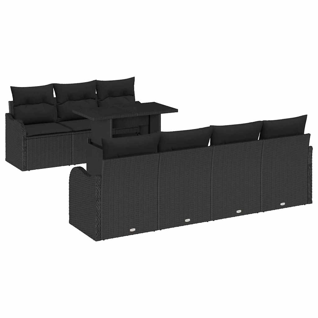 Conjunto de Sofá de Jardim 8 pcs Preto Rattan Sintético