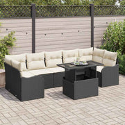 Conjunto de Sofá de Jardim 8 pcs Preto Rattan Sintético