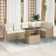Conjunto de Sofá de Jardim 7 pcs Bege Rattan Sintético