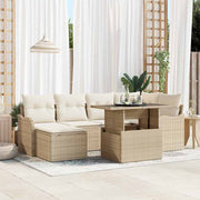 Conjunto de Sofá de Jardim 7 pcs Bege Rattan Sintético