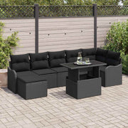 Conjunto de Sofá de Jardim 8 pcs Preto Rattan Sintético