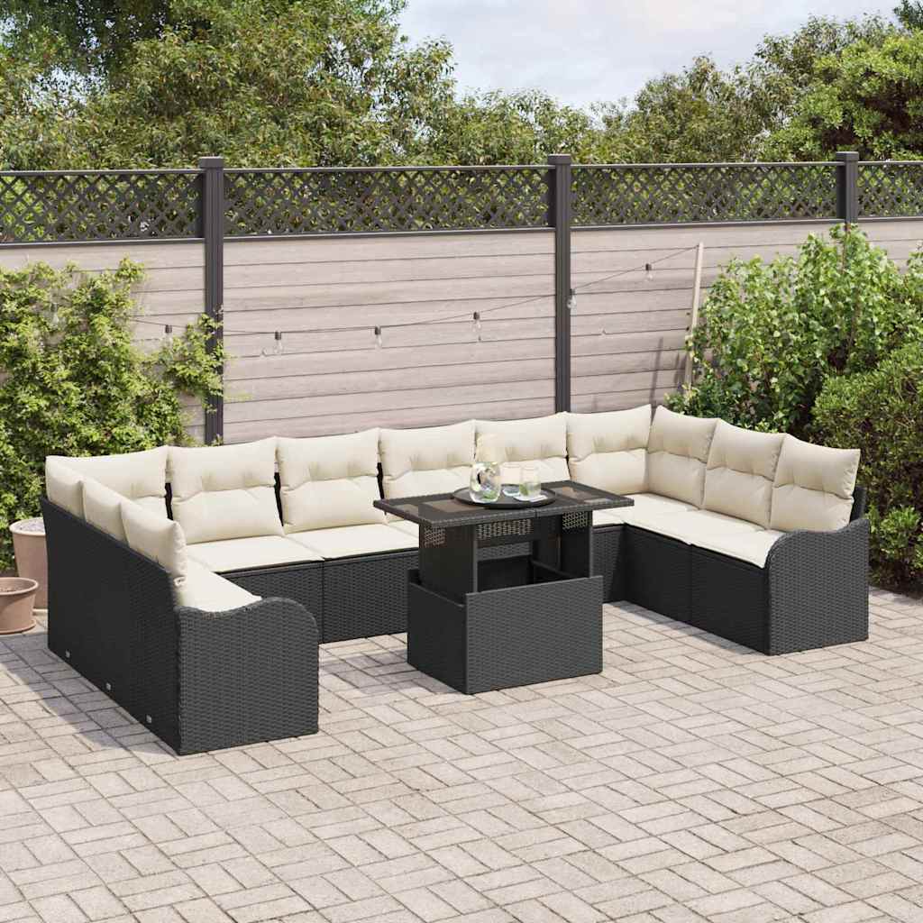 Conjunto de Sofá de Jardim 11 pcs Preto Rattan Sintético
