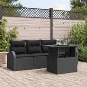Conjunto de Sofá de Jardim 5 pcs Preto Rattan Sintético