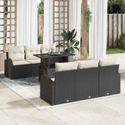Conjunto de Sofá de Jardim 7 pcs Preto Rattan Sintético
