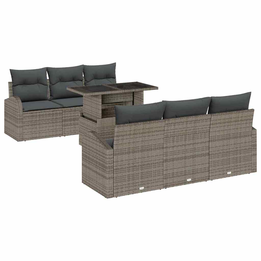 Conjunto de Sofá de Jardim 7 pcs Cinzeto Rattan Sintético