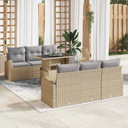 Conjunto de Sofá de Jardim 7 pcs Bege Rattan Sintético