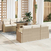 Conjunto de Sofá de Jardim 7 pcs Bege Rattan Sintético