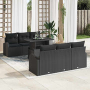 Conjunto de Sofá de Jardim 7 pcs Preto Rattan Sintético