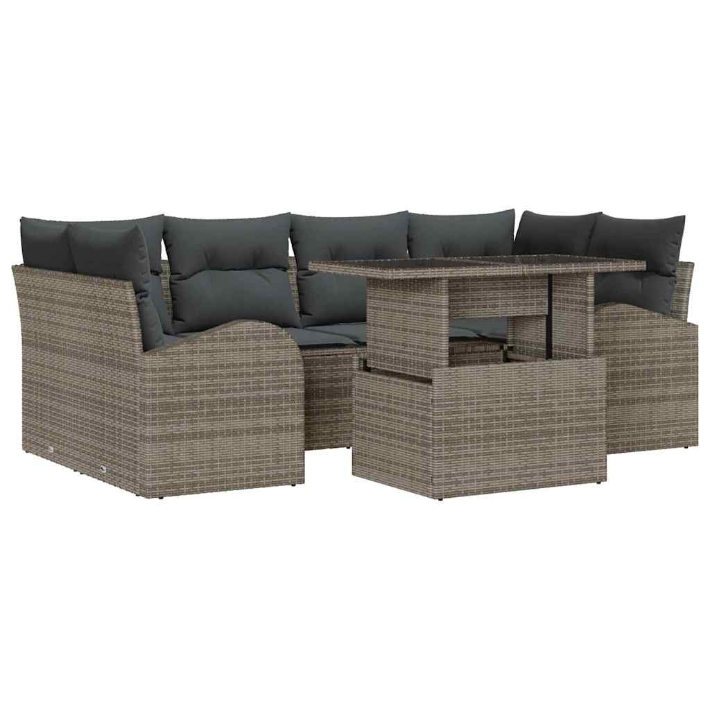 Conjunto de Sofá de Jardim 7 pcs Cinzeto Rattan Sintético