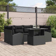 Conjunto de Sofá de Jardim 7 pcs Preto Rattan Sintético