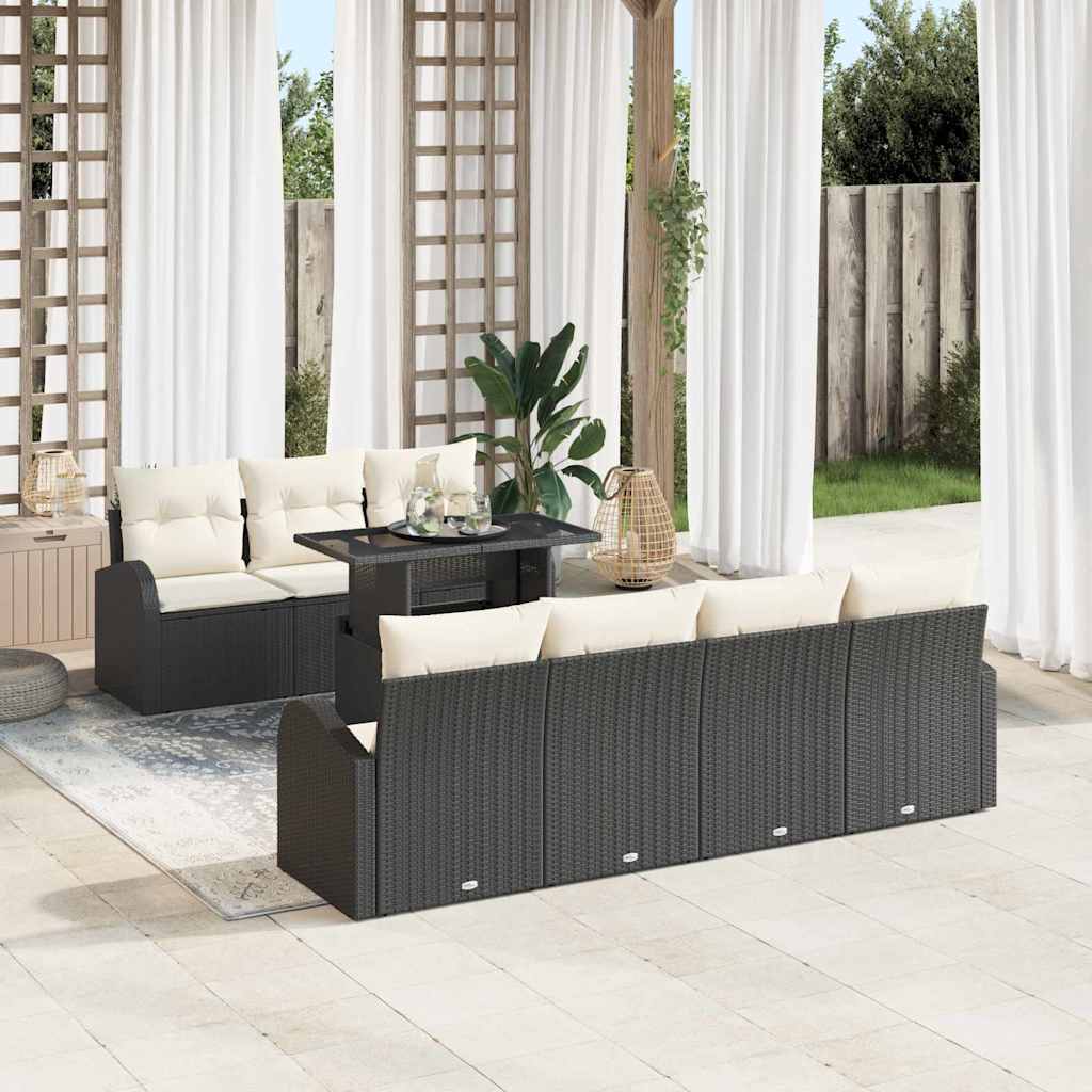 Conjunto de Sofá de Jardim 8 pcs Preto Rattan Sintético