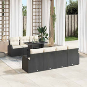 Conjunto de Sofá de Jardim 8 pcs Preto Rattan Sintético