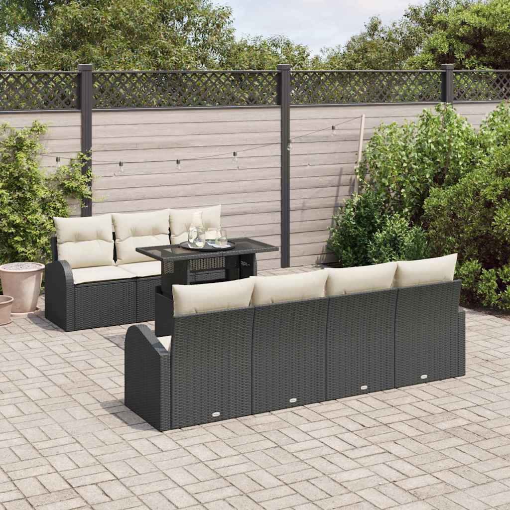 Conjunto de Sofá de Jardim 8 pcs Preto Rattan Sintético