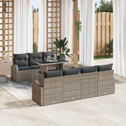 Conjunto de Sofá de Jardim 8 pcs Cinzeto Rattan Sintético