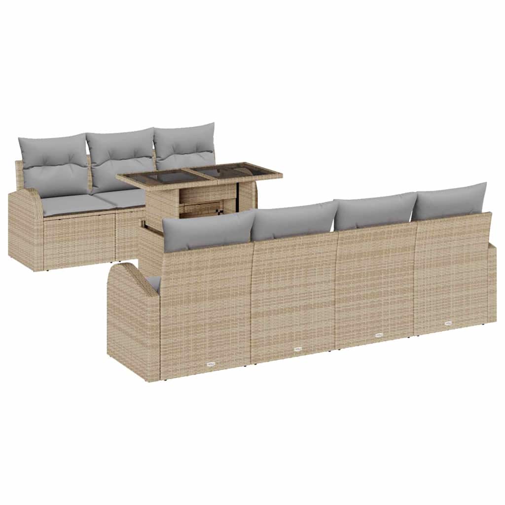 Conjunto de Sofá de Jardim 8 pcs Bege Rattan Sintético