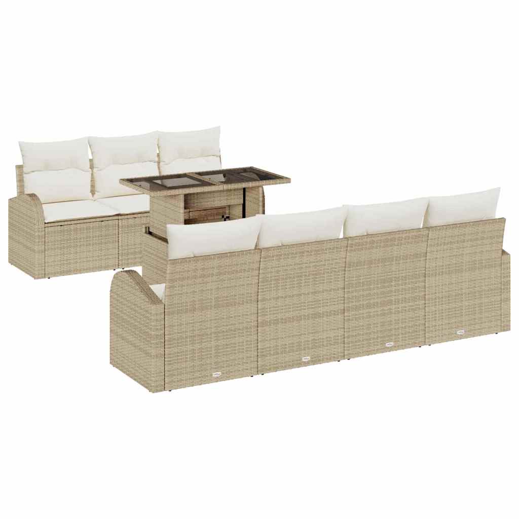 Conjunto de Sofá de Jardim 8 pcs Bege Rattan Sintético