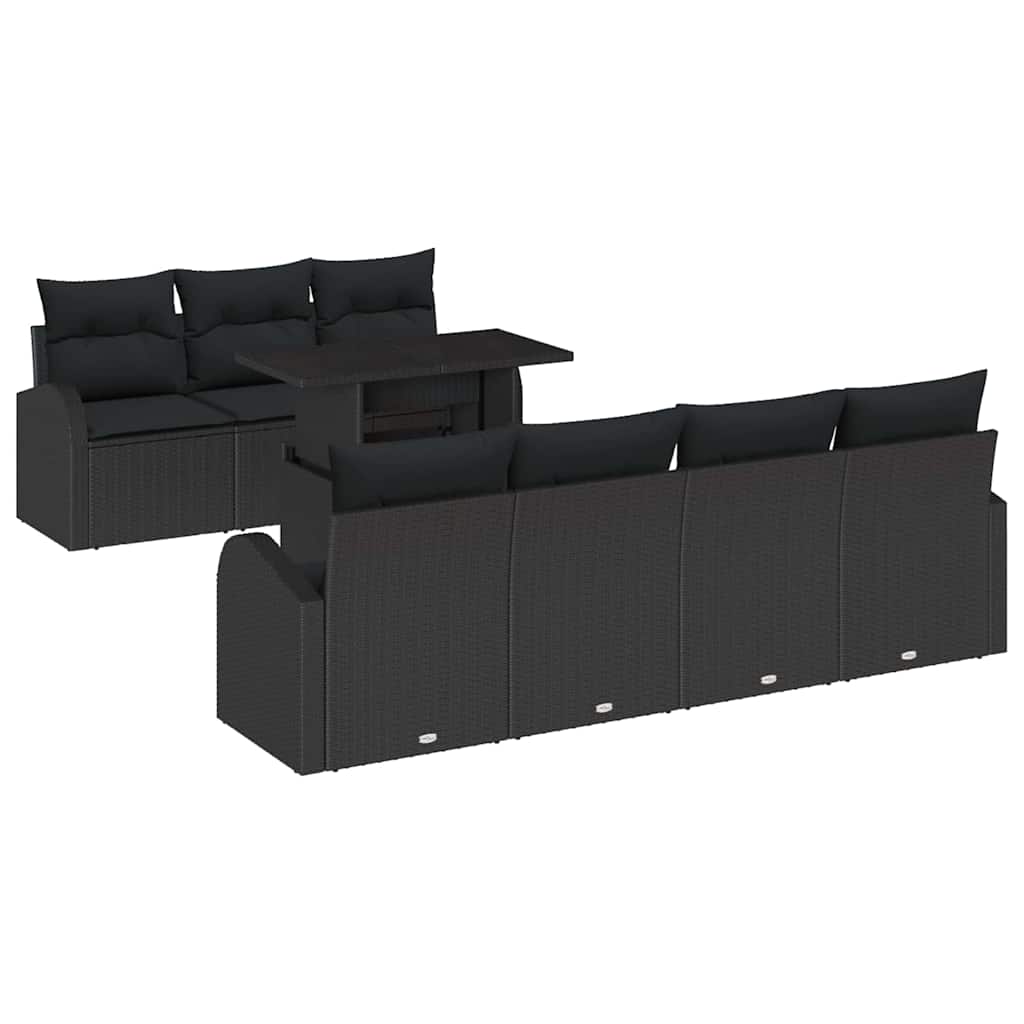 Conjunto de Sofá de Jardim 8 pcs Preto Rattan Sintético