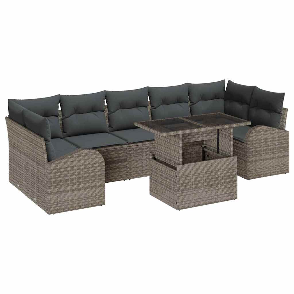 Conjunto de Sofá de Jardim 8 pcs Cinzeto Rattan Sintético