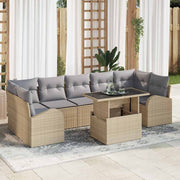 Conjunto de Sofá de Jardim 8 pcs Bege Rattan Sintético