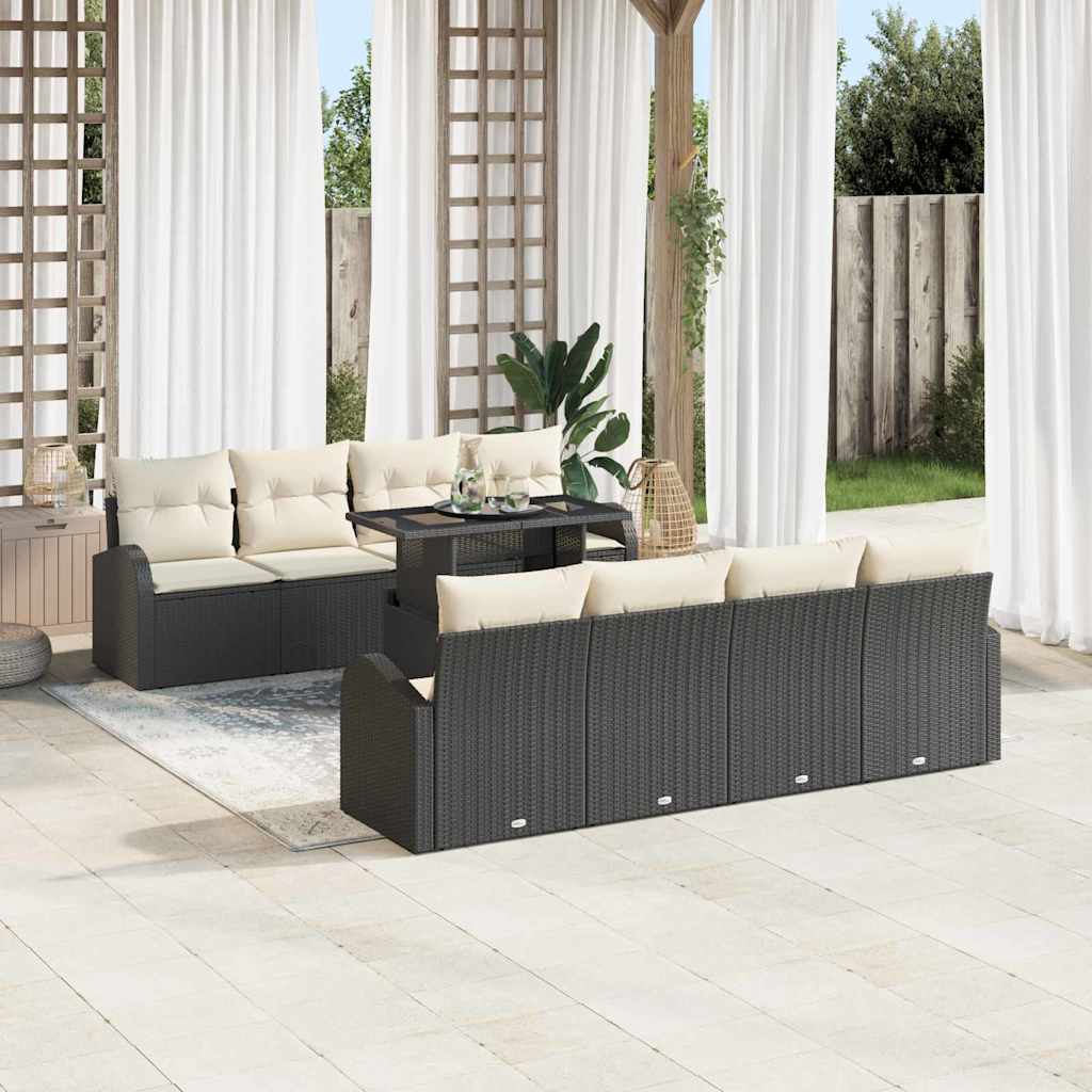 Conjunto de Sofá de Jardim 7 pcs Preto Rattan Sintético