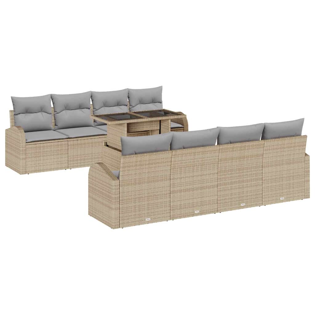 Conjunto de Sofá de Jardim 7 pcs Bege Rattan Sintético