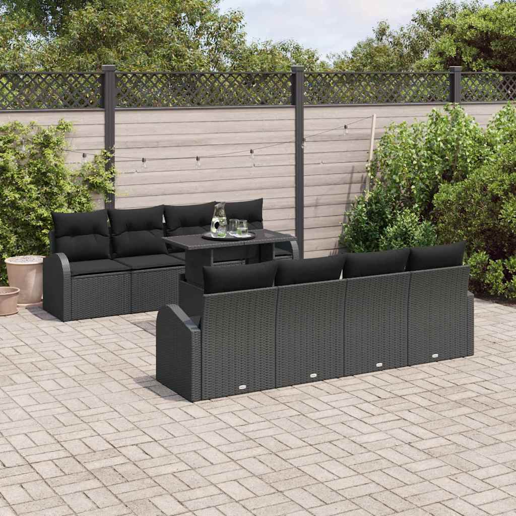 Conjunto de Sofá de Jardim 7 pcs Preto Rattan Sintético