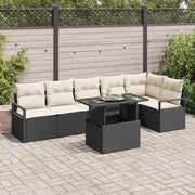 Conjunto de Sofá de Jardim 7 pcs Preto Rattan Sintético