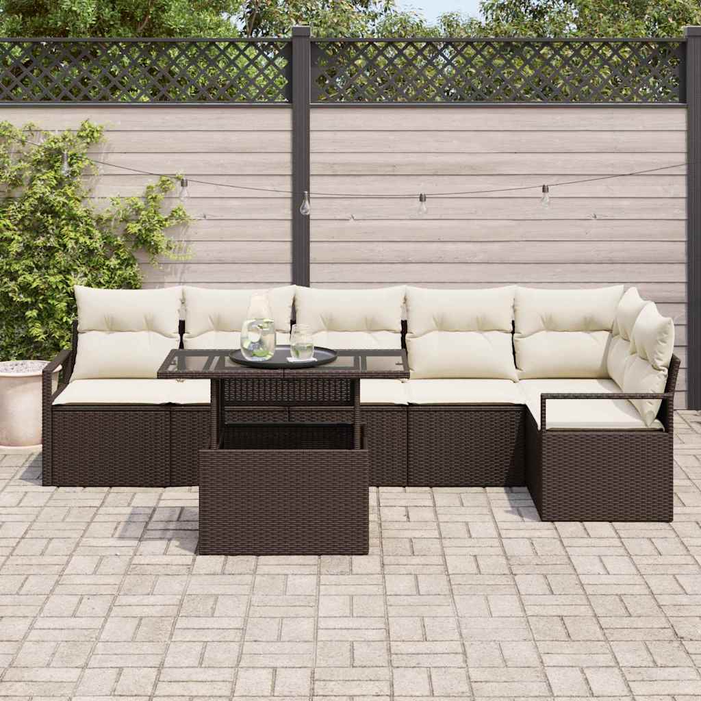 Conjunto de Sofá de Jardim 7 pcs Castanho Rattan Sintético