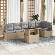 Conjunto de Sofá de Jardim 7 pcs Bege Rattan Sintético