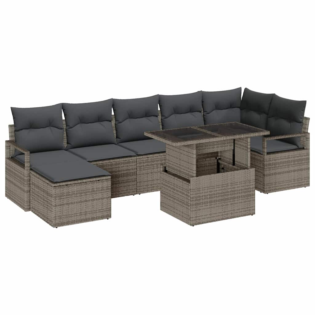 Conjunto de Sofá de Jardim com almofada 8 pcs Cinzeto