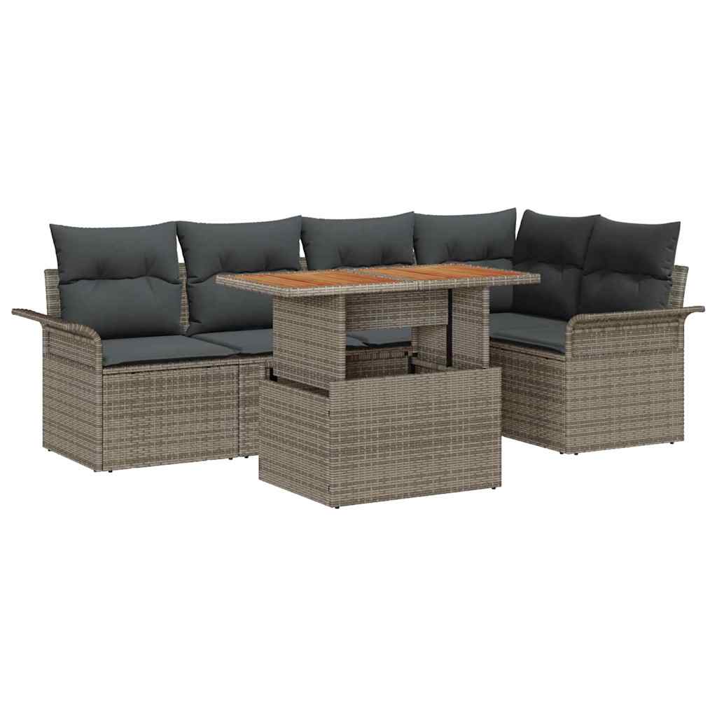 Conjunto de Sofá de Jardim com almofada Manual 6 pcs Cinzeto