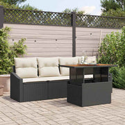 Conjunto de Sofá de Jardim 5 pcs Preto Rattan Sintético