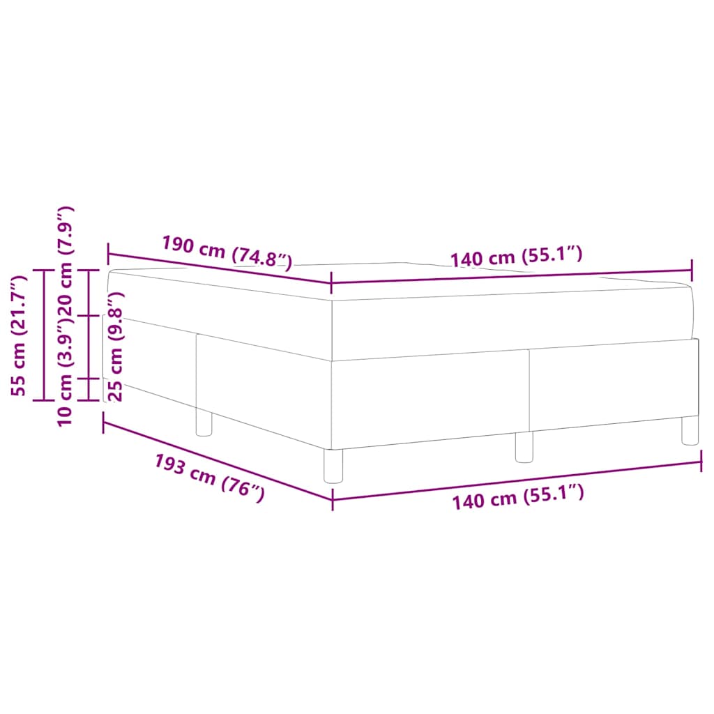 Estrutura da Cama Cinza Verde Claro 140 x 190 cm tecido